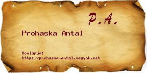 Prohaska Antal névjegykártya
